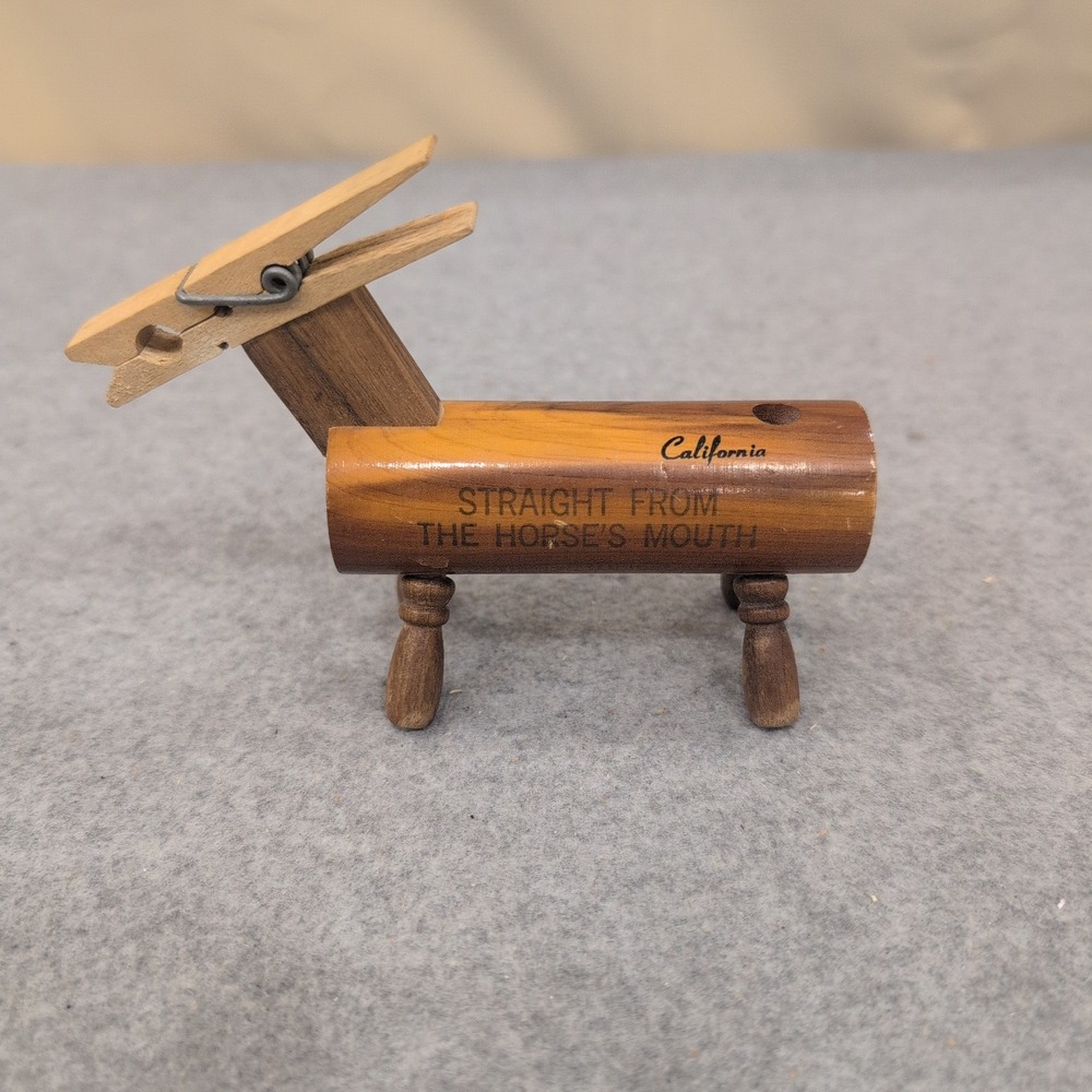 Vintage‎ Wooden Horse Note Holder Straight From The Horses Mouth California Desk - Picture 2 of 3